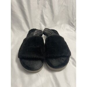 Koolaburra by Ugg W Fuzz'n ll Black Slippers Open Toe Slip‎ on Size 9